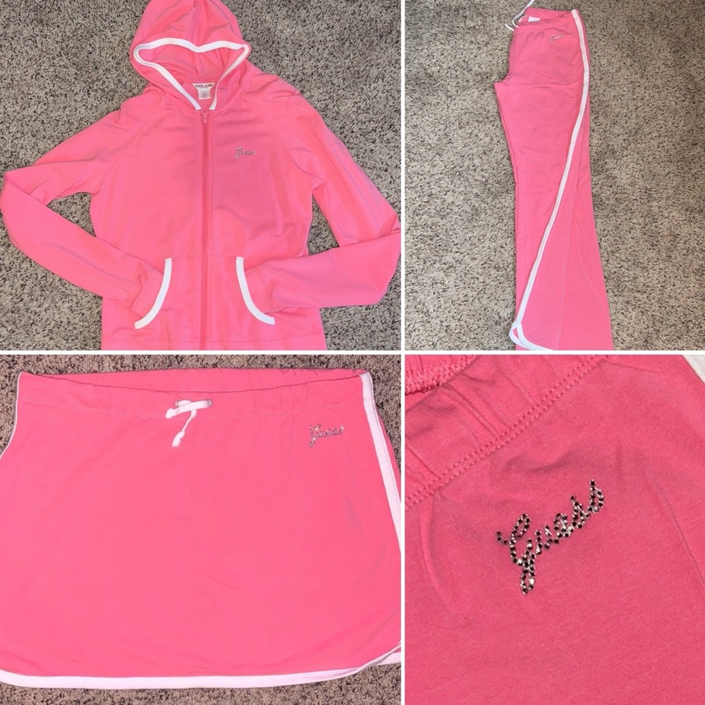 Vintage 2000 Guess complete set of hoodie, joggers and skirt!